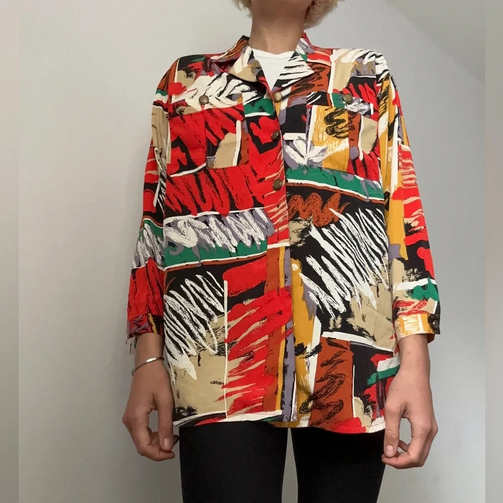 Retro shirt/Orange/Black/White/Green/Size M - Picture 1 of 5